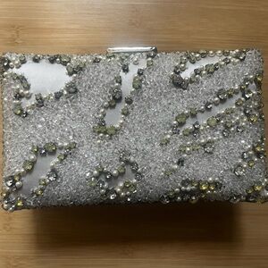 Silver Embellished Evening Clutch